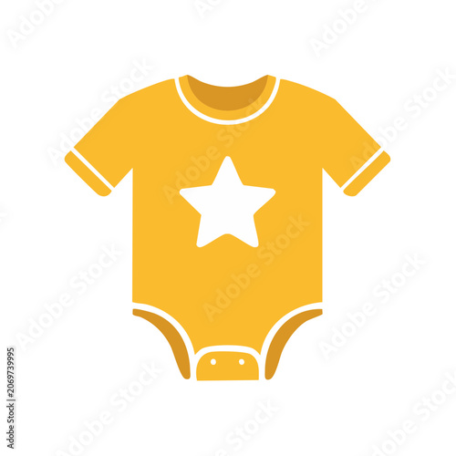 Yellow baby onesie with white star vector illustration