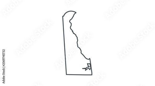 Minimalist black outline map of delaware state