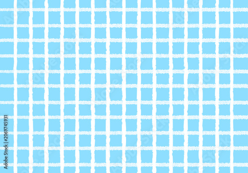 Bild auf Leinwand 手描きの水色チェック柄の背景素材