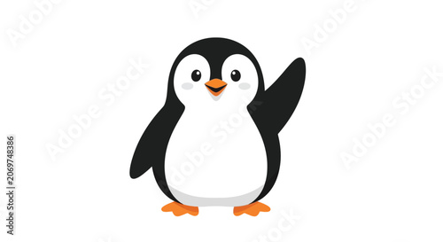 Cute Waving Penguin Vector Illustration