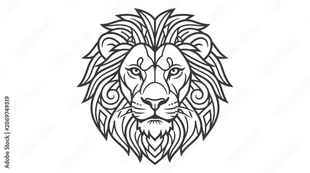 Obraz premium Majestic lion head with intricate patterned mane