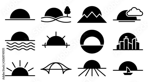 Various Sun and Sky Icon Symbols.