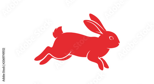 Obraz na plátně Red rabbit silhouette in motion fast.
