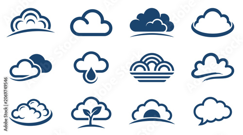 Weather forecast icons with clouds.