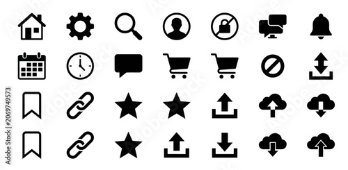 Web design interface symbols and icons.