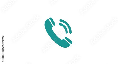 Foto Teal Telephone Receiver Icon Symbol.