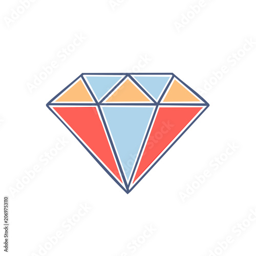 Flat vector diamond gemstone illustration