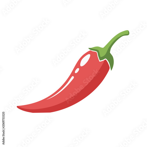 Red chili pepper flat vector icon