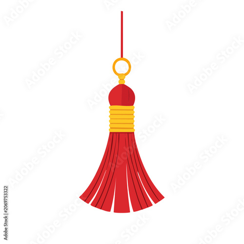 Red and gold tassel vector illustration