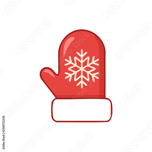 Red winter mitten with snowflake design