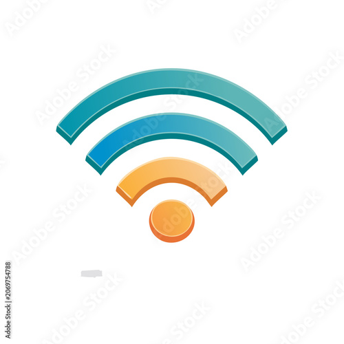 Flat wifi signal icon with gradient colors