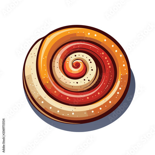 Colorful cinnamon roll spiral vector illustration