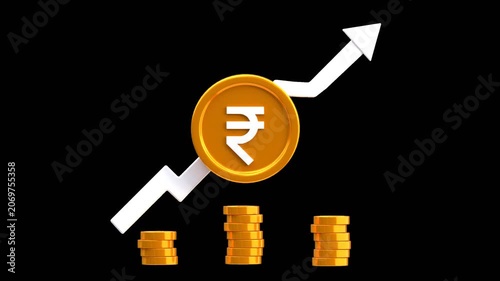 3D Indian Rupee Investment | Alpha Channel