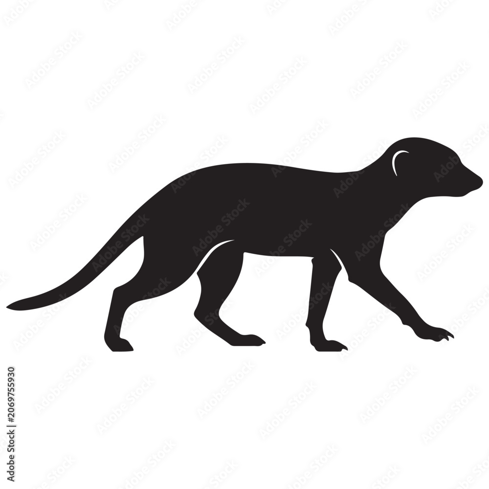 Fototapeta premium Meerkat Silhouette Line Art Bold Outline Desert Animal Vector Illustration