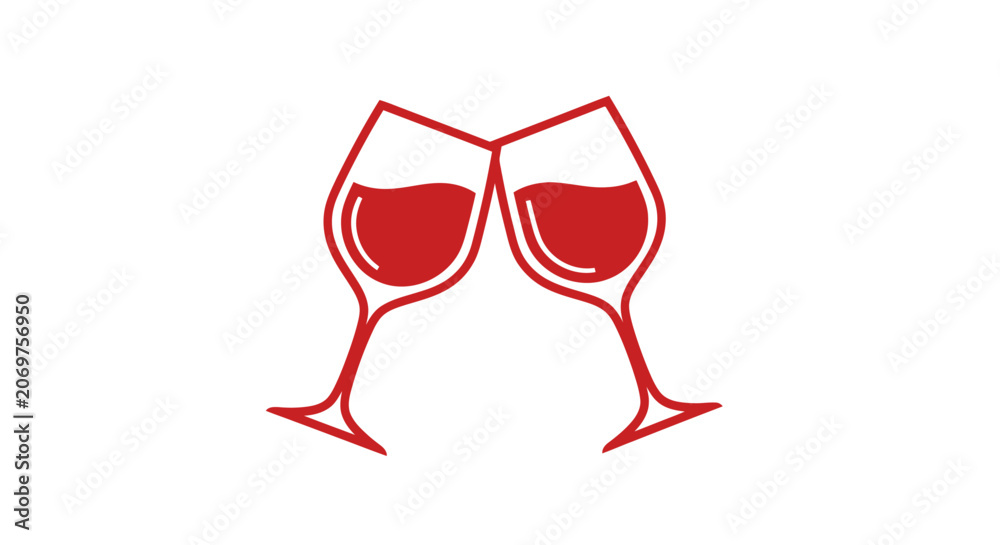 Εκτύπωση καμβά Two wine glasses with red wine.
