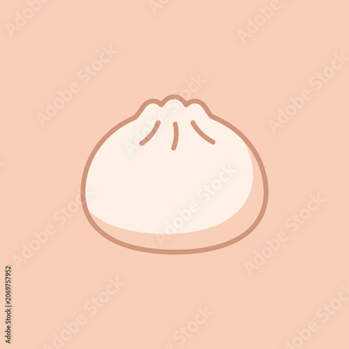 Cute vector illustration of a single steamed dumpling