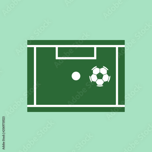 A flat vector illustration of a green soccer field icon