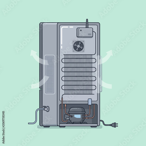 Fotografija Diagram showing the back mechanism of a refrigerator
