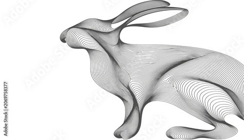 Elegant hare or rabbit illustration in dynamic pose