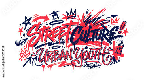 Bild auf Leinwand Urban youth and street culture graffiti art with spray paint drips
