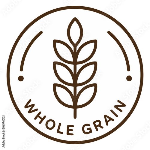 Whole grain food logo with wheat.