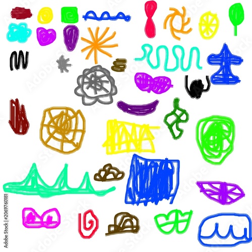 Tableau sur toile A picture of drawn, obscure objects.