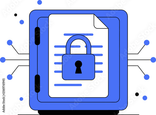 Digital security and data protection concept with locked document for web banner social media banner business presentation marketing meterial.