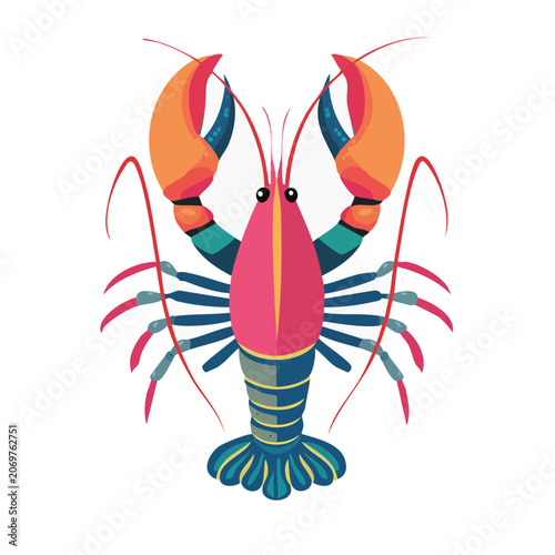 Colorful flat illustration of a lobster