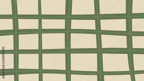 Seamless checkered grid pattern vector with hand drawn green lines on cream background, minimalist plaid aesthetic texture for wrapping paper print, wallpaper or abstract backdrop