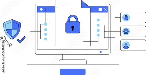 Digital security and data protection concept for web banner social media banner business presentation marketing meterial.