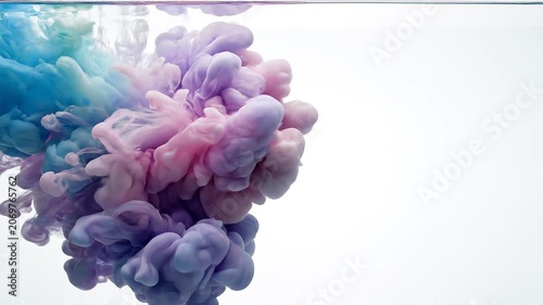Abstract Colorful Ink Diffusion in Water on White Background