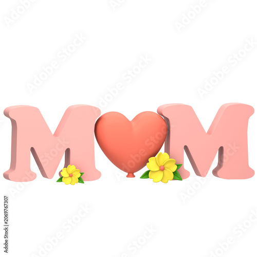 A loving MOM sign with heart and flowers is displayed indoors.