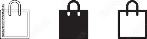 Shopping bag line art icon minimalist vector illustration.