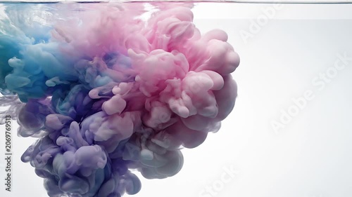 Abstract Colorful Ink Diffusion in Water Isolated on White Background