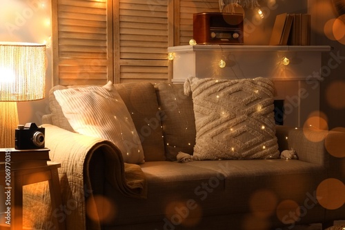 Cozy living room sofa with ...