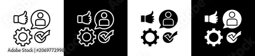 Schilderij op canvas Confirm Icon In Outline And Glyph Styles With Black And White Variations