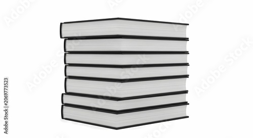 Stack of Blank White Books with Black Spines