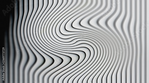 Billede på lærred Abstract 3 d white and gray rippling wave pattern with shadow play background, t