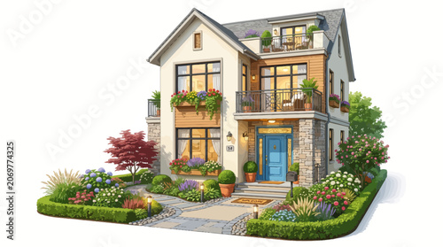 Beautiful house with blue door.