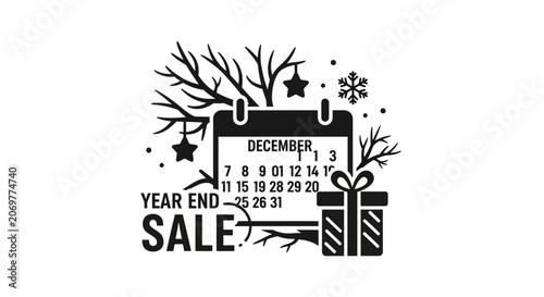 Black and white sale advertisement logo.