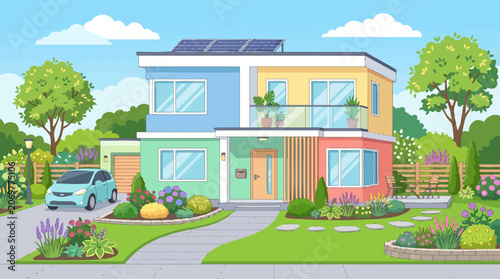 A modern two-story house exterior.