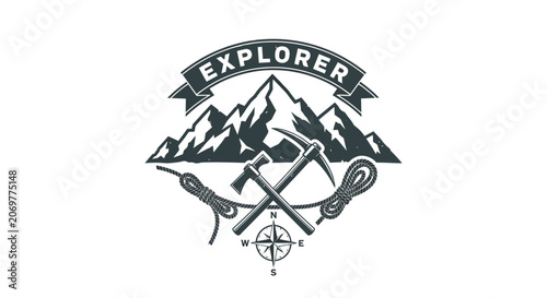 Konstfotografi Vintage Explorer Adventure Travel Logo Emblem.
