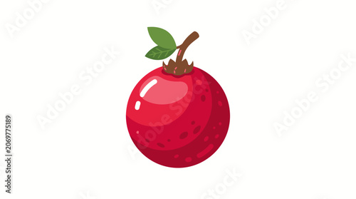A ripe red shiny apple fruit.