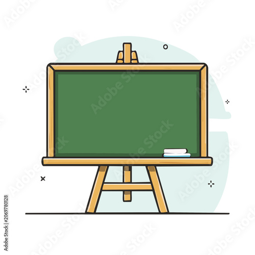 Chalkboard on Wooden Easel Flat Vector Illustration