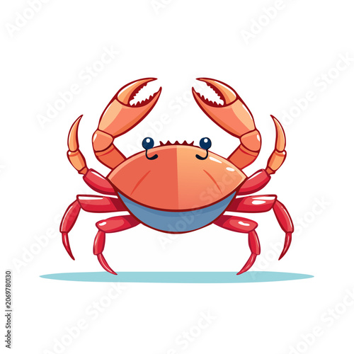 Cartoon Red Crab Vector Illustration