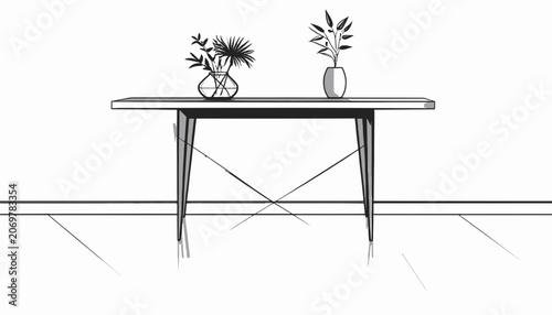 Tableau sur toile Modern minimalist wooden coffee table.