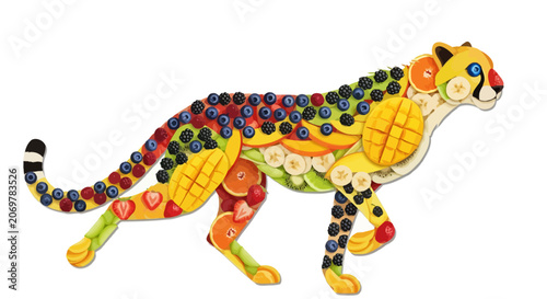Colorful Mosaic Art of a Leopard.