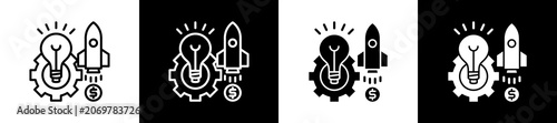 Canvas Print Innovation Icon In Outline And Glyph Styles With Black And White Variations