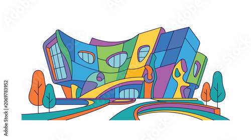 Colorful Modern Building Architecture Design.