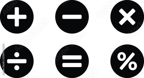 Obraz na płótnie Mathematical symbols, basic arithmetic icons, plus, minus, equals, vector